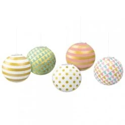 Amscan_OO Pastel Mini Paper Lanterns With Metal Frames - Foil Hot Stamped 5Pk