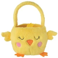 Amscan_OO Easter Chick Plush Fabric Basket 15cm X 17cm Each