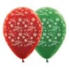 Amscan_OO Merry Christmas Snowflakes Metallic Red And Green 30cm Latex Balloons, 25PK -Amscan shop 20011340