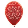 Amscan_OO Merry Christmas Snowflakes Metallic Red 30cm Latex Balloons, 25PK -Amscan shop 20011344