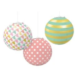 Amscan_OO Pastel Round Paper Lanterns Foil Hot Stamped 3pk