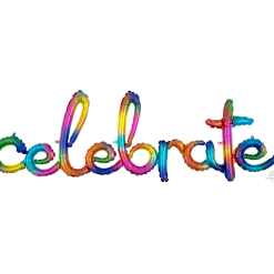 Amscan_OO Phrase Celebrate Rainbow Splash Foil Balloon 149cm X 50cm Each