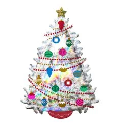 Amscan_OO Iridescent Christmas Tree SuperShape Self Sealing Foil Balloon 66cm X 91cm Each