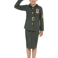 Smiffys Girls Costume - WW2 Army Girl