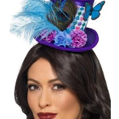 Smiffys Mad Hatter Purple Mini Feather Hat