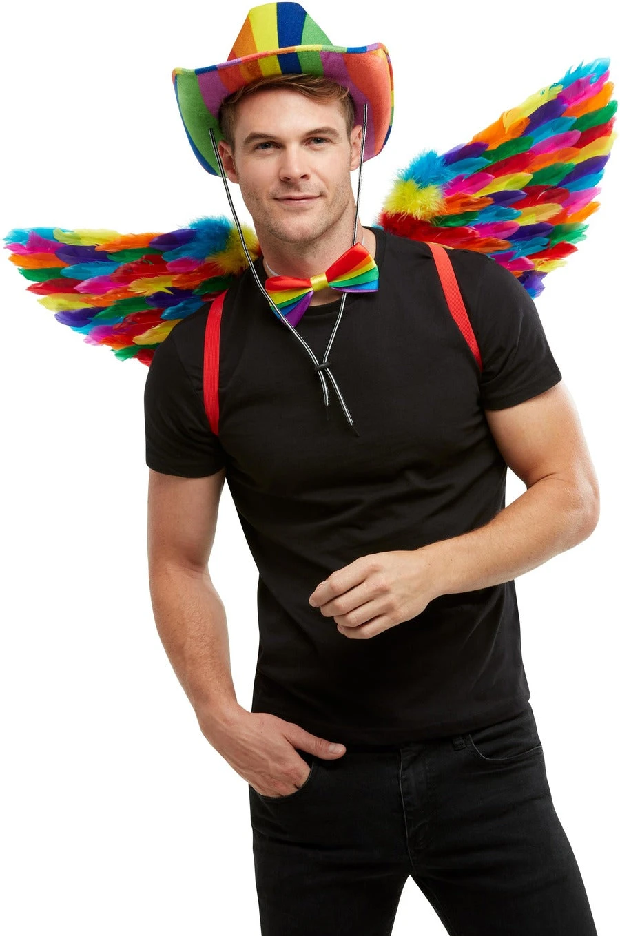 Smiffys Rainbow Feather Wings 80cm/31in 3 Smiffys Rainbow Feather Wings 80cm/31in