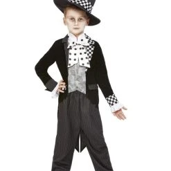 Smiffys Boys Costume - Black & White Dark Mad Hatter Costume