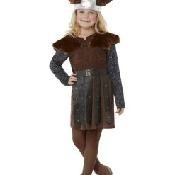 Smiffys Girls Costume - Brown Viking Princess Costume