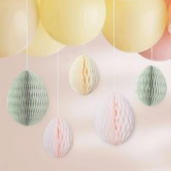 Amscan_OO Hey Bunny Pastel Honeycomb Hanging Easter Egg Decorations 5pk