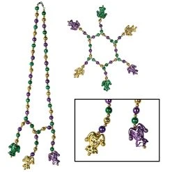 Beistle_US Mardi Gras Beads Choker Bracelet Set 18in & 7in. Each