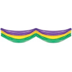 Beistle_US Mardi Gras Fabric Bunting 5ft 10in. Each