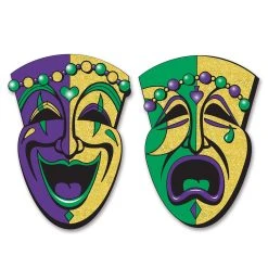 Beistle_US Jumbo Glittered Comedy &Tragedy Face Cutouts 24.5in. 2pk